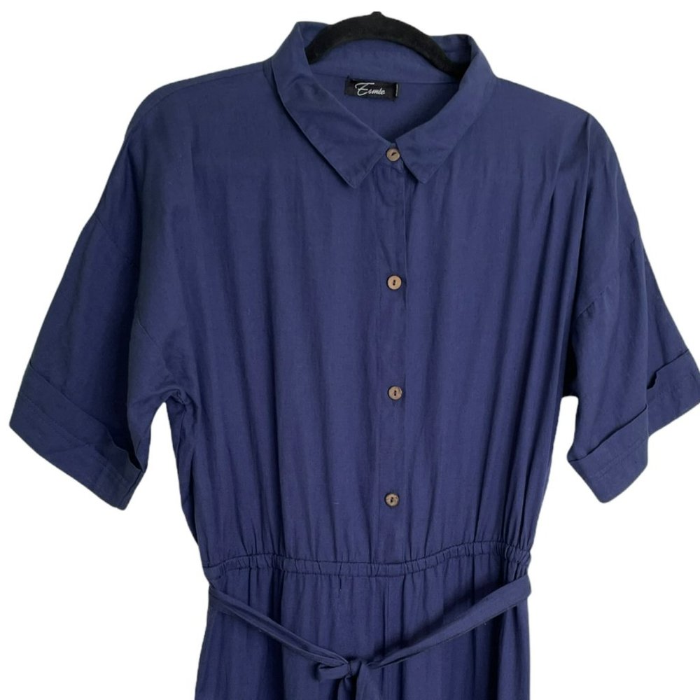 ESMEE/ASOS EXCLUSIVE BUTTON DOWN JUMPSUIT IN NAVY SIZE M - Picture 5 of 6